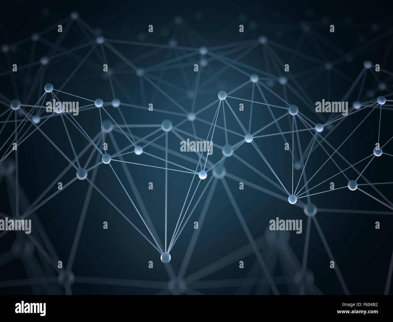 Abstract background with points and interlinked connections in a network concept. Stock Photo
