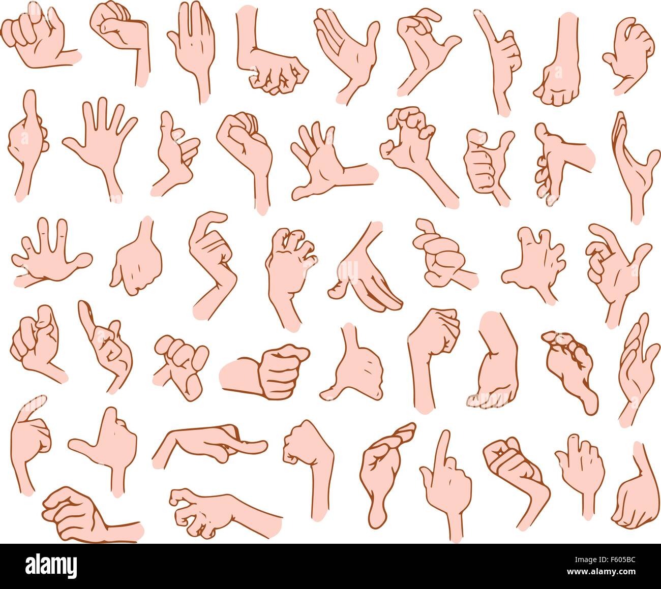 Vector illustrations pack of cartoon hands in various gestures Stock
