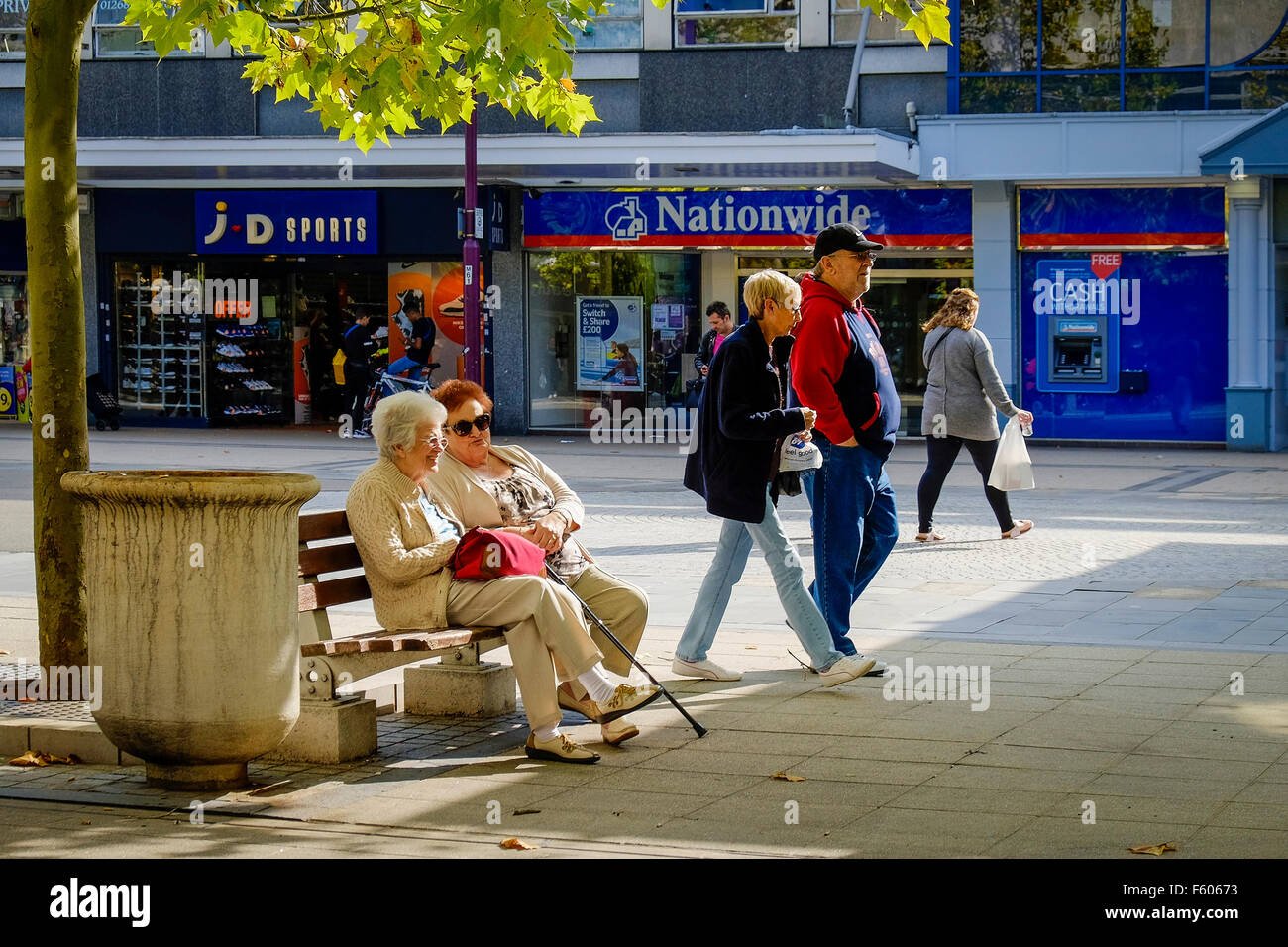 Shoppers in Basildon Town Centre. Stock Photo