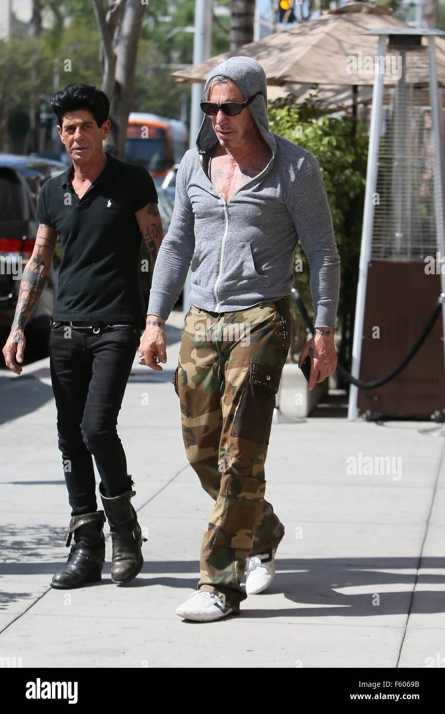 Mickey Rourke seen leaving Cafe Roma with friend Giuseppe Franco ...