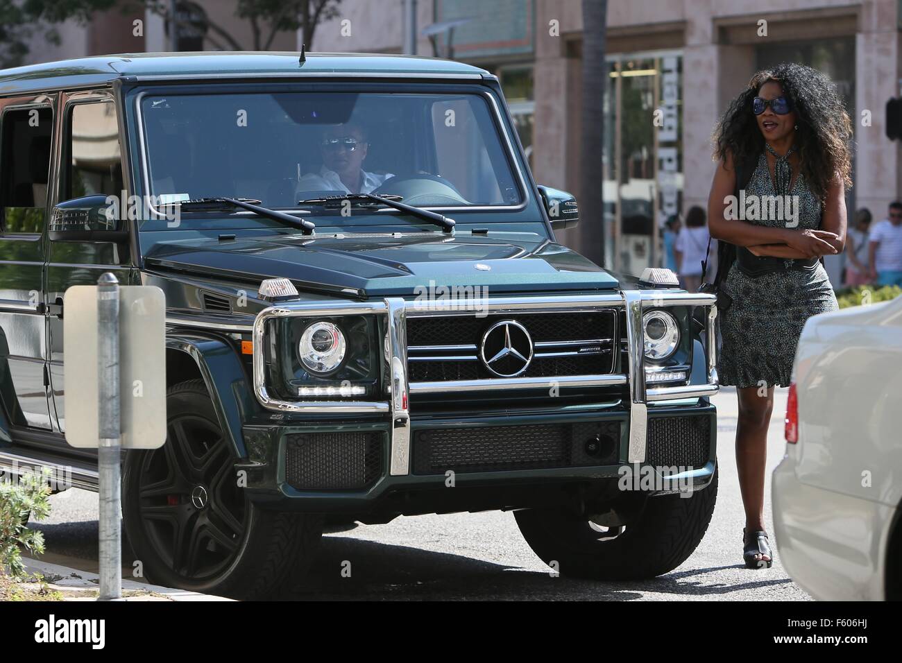 Sylvester Stallone seen sitting in his car in Beverly Hills  Featuring: Sylvester Stallone Where: Los Angeles, California, United States When: 23 Sep 2015 Stock Photo