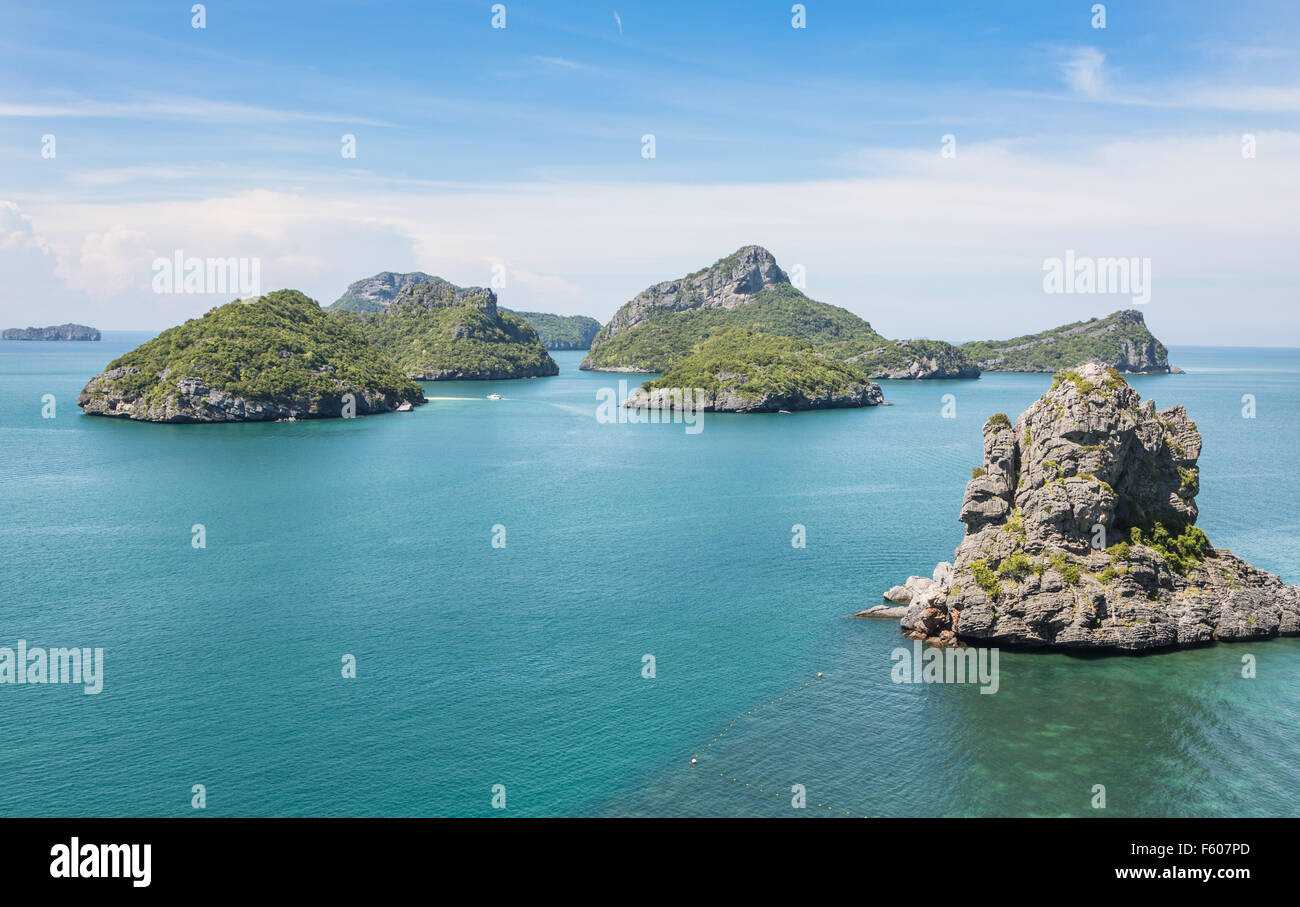 Ang Thong Marine National Park is an archipelago containing 42 stunning island near Ko Samui, Ko Tao and Ko Phan-Ngan in the gul Stock Photo