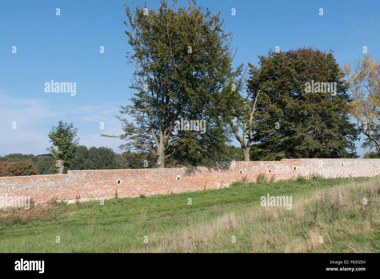 Château d'Hougoumont (originally Goumont) is a large farmhouse at the Battle of Waterloo site. Stock Photo