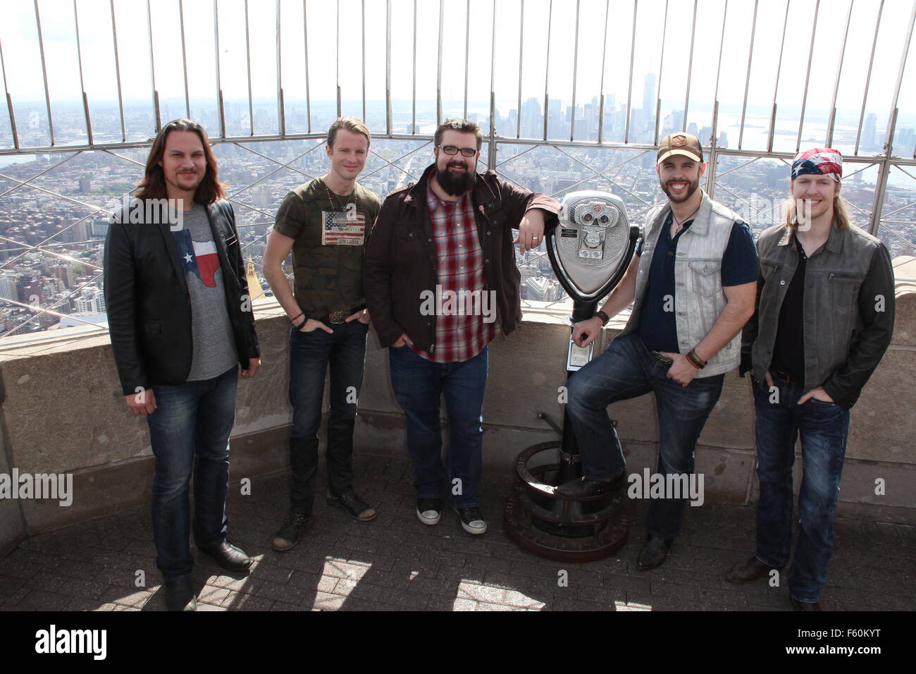 Country group Home Free, winners of NBC's 'The Sing Off,' visit the Empire State Building  Featuring: Home Free, Tim Foust, Austin Brown, Rob Lundquist, Chris Rupp, Adam Rupp Where: New York City, New York, United States When: 25 Sep 2015 Stock Photo