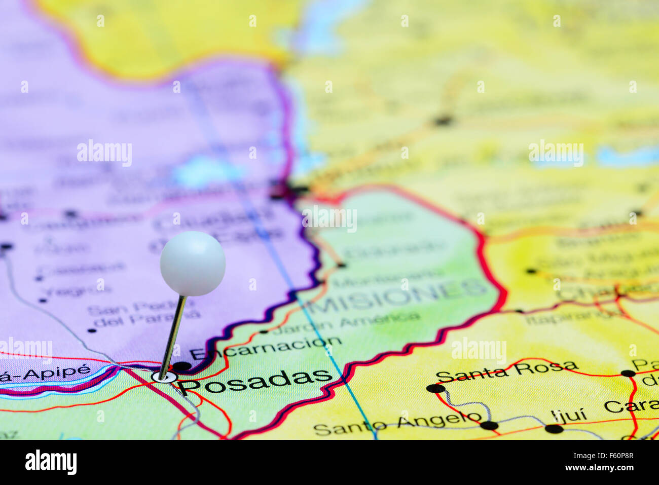 Posadas pinned on a map of Argentina Stock Photo Alamy