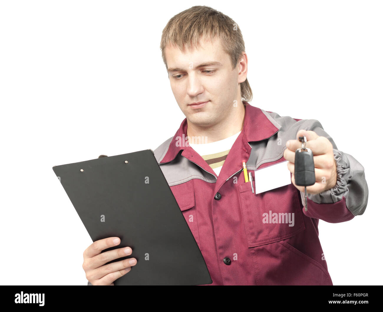 Mechanic man giving key customer hi-res stock photography and images ...