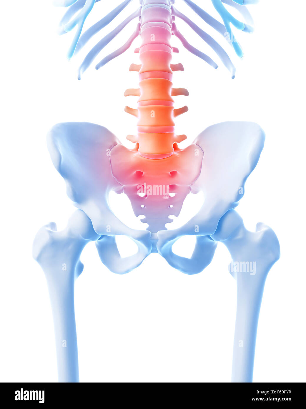 medical 3d illustration of a painful lumbar spine Stock Photo - Alamy