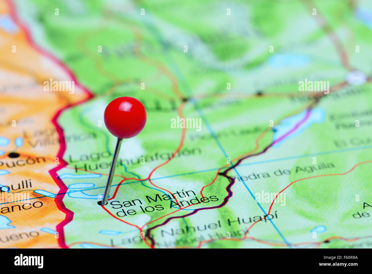 San Martin Argentina Map San Martin De Los Andes Pinned On A Map Of Argentina Stock Photo - Alamy