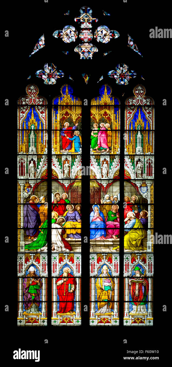 Stained glass windows in the Cologne Cathedral Stock Photo Alamy