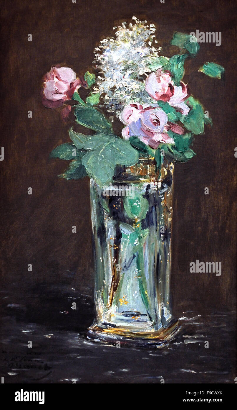 Fleurs dans un vase de cristal - Flowers in a crystal vase 1882 Édouard Manet 1832 – 1883 France French Stock Photo