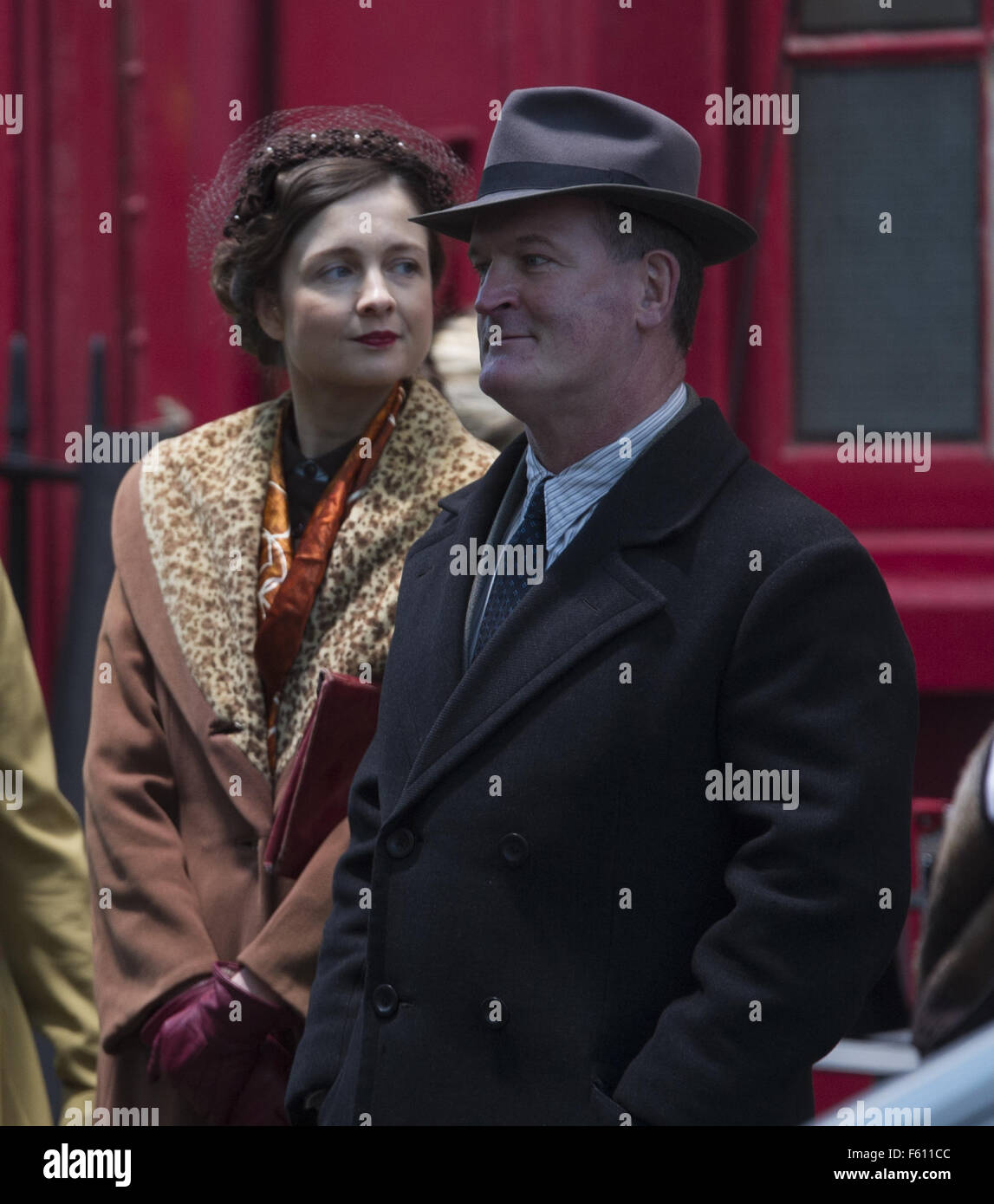 Filming takes place on the set of new Netflix tv series 'The Crown'  Featuring: Atmosphere Where: London, United Kingdom When: 27 Sep 2015 Stock Photo