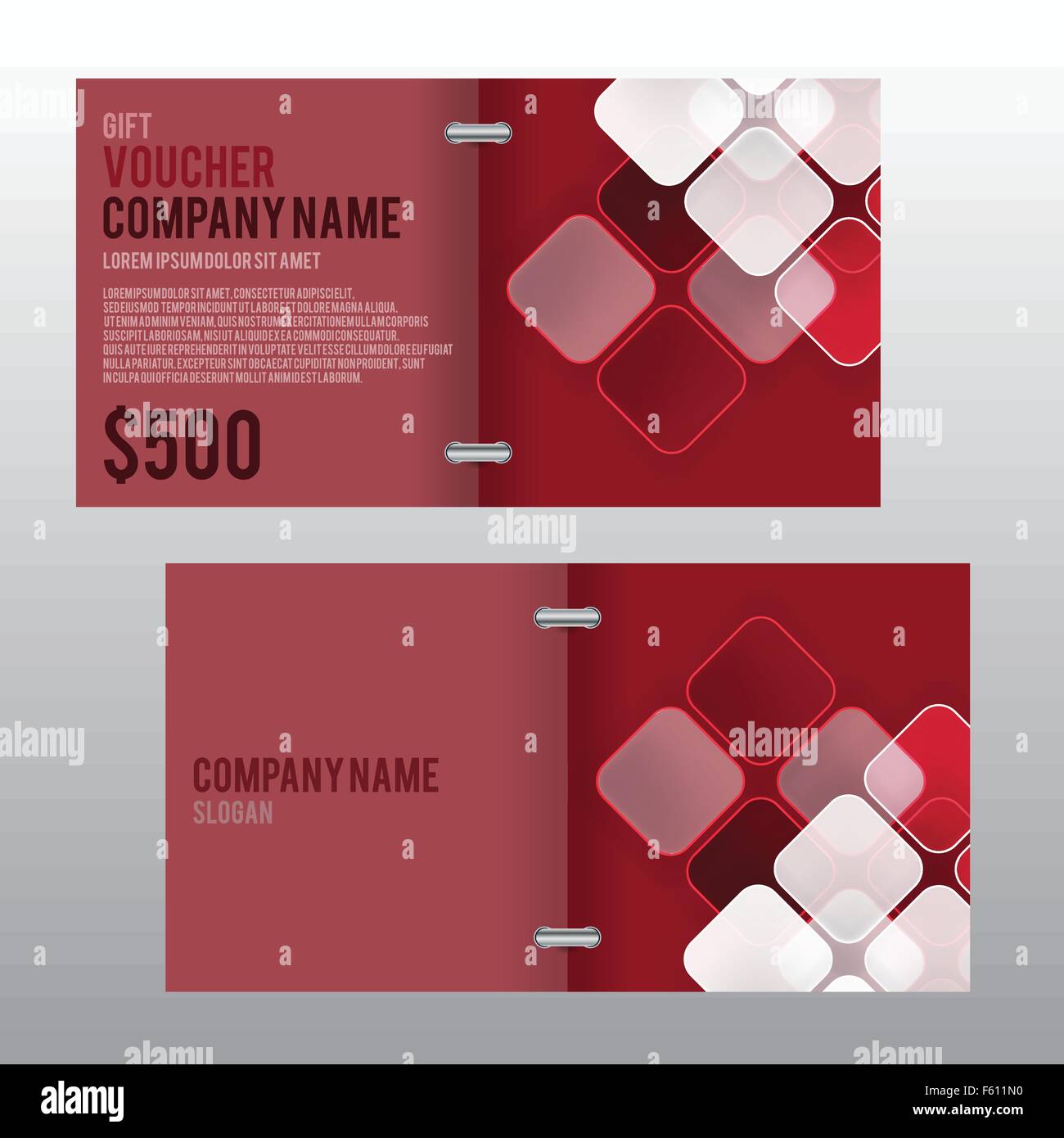 Modern Gift Voucher Template With Chamfered Square Background Stock