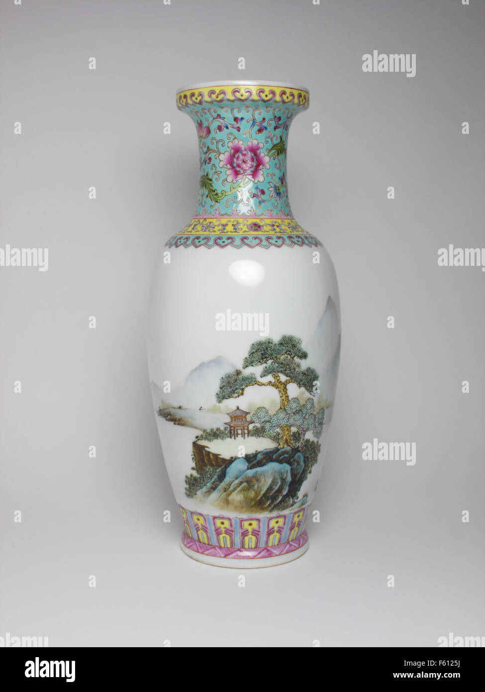 Vintage Chinese Famille Rose porcelain vase Stock Photo