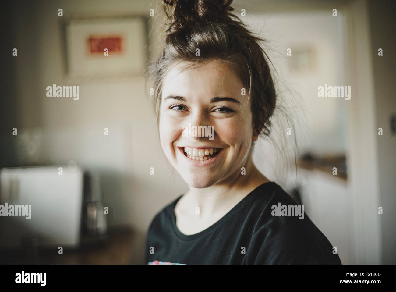 Head and shoulder photograph of a female, caucasian teenager Stock Photo