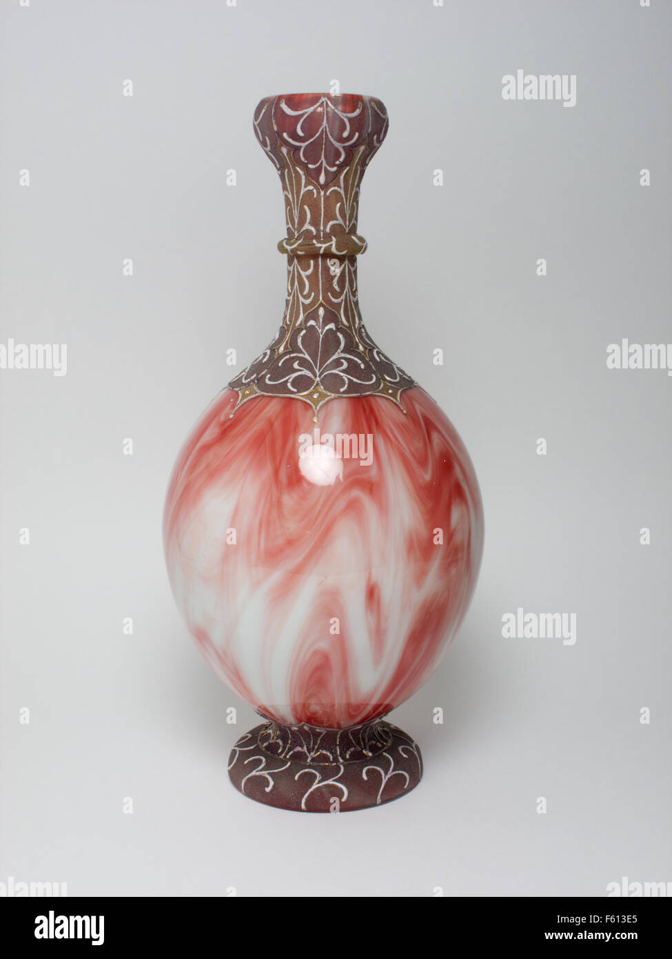 Antique Loetz Carneol glass vase circa 1885. Stock Photo