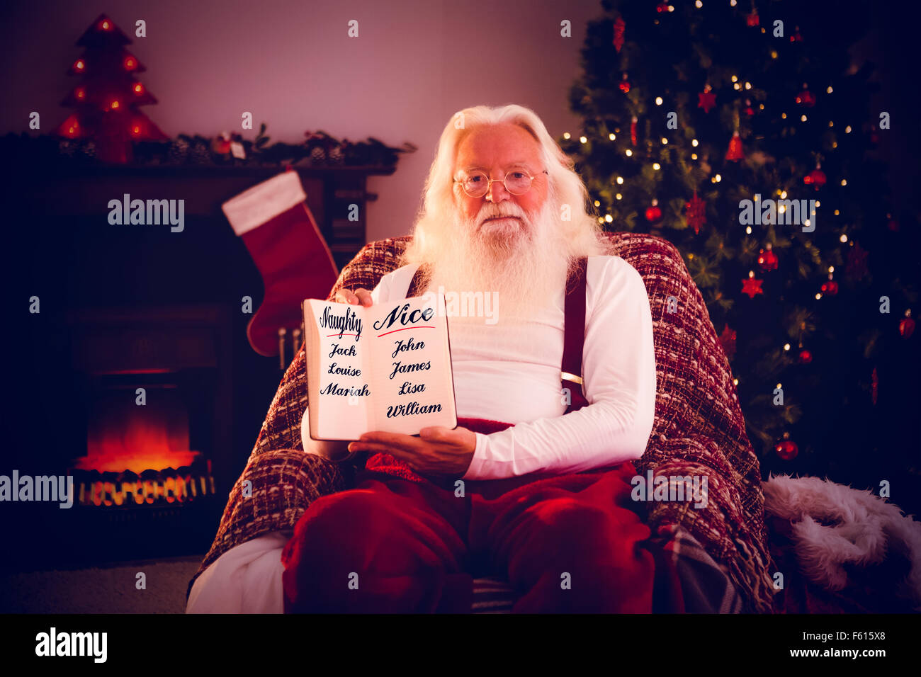 Composite image of naughty or nice Stock Photo