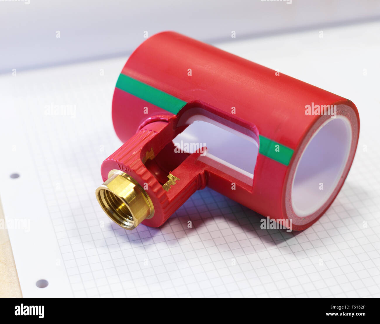 Prepared fitting of polymer pipeline Stock Photo
