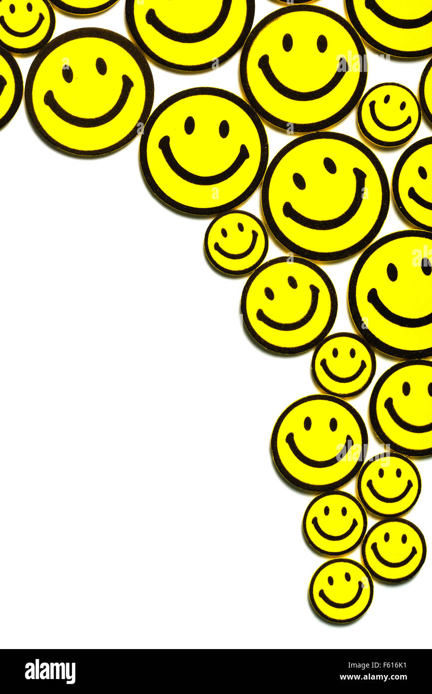 Background of many yellow smileys Stock Photo