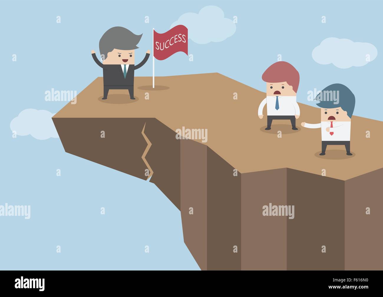 Businessman standing on the top of the dangerous cliff, Business risks concept, VECTOR, EPS10 Stock Vector