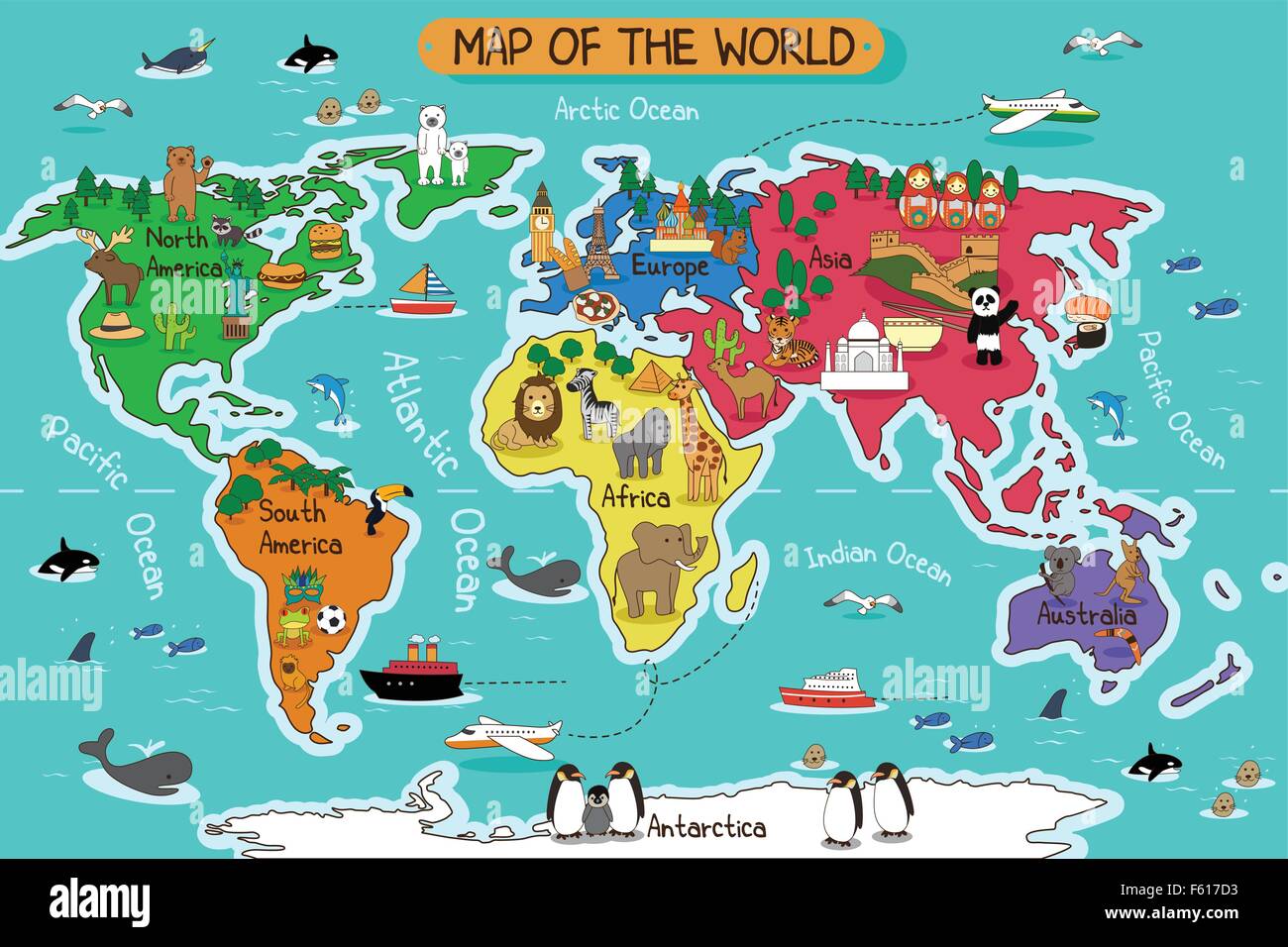 A vector illustration of map of the world Stock Vector