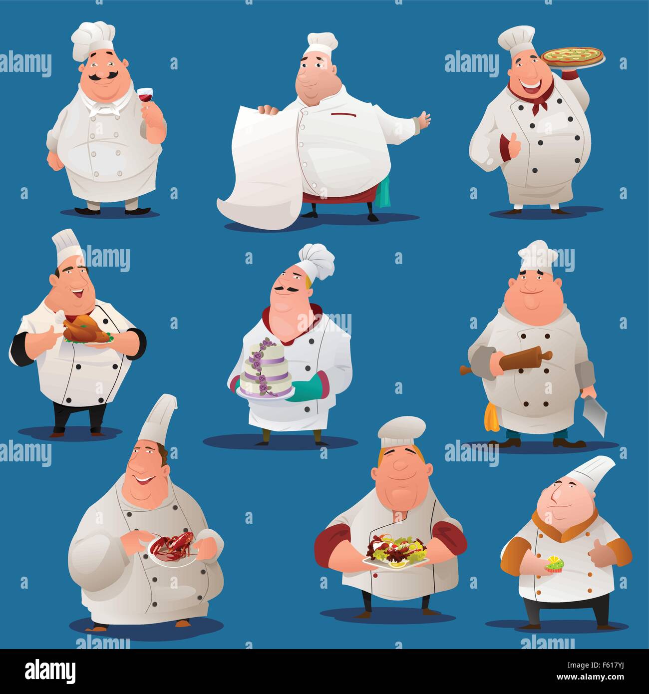 A vector illustration of Chef  characters Stock Vector