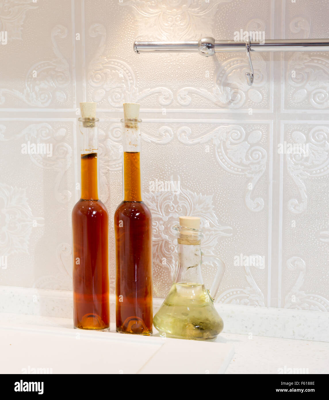Olive oil and vinegar bottles Stock Photo Alamy