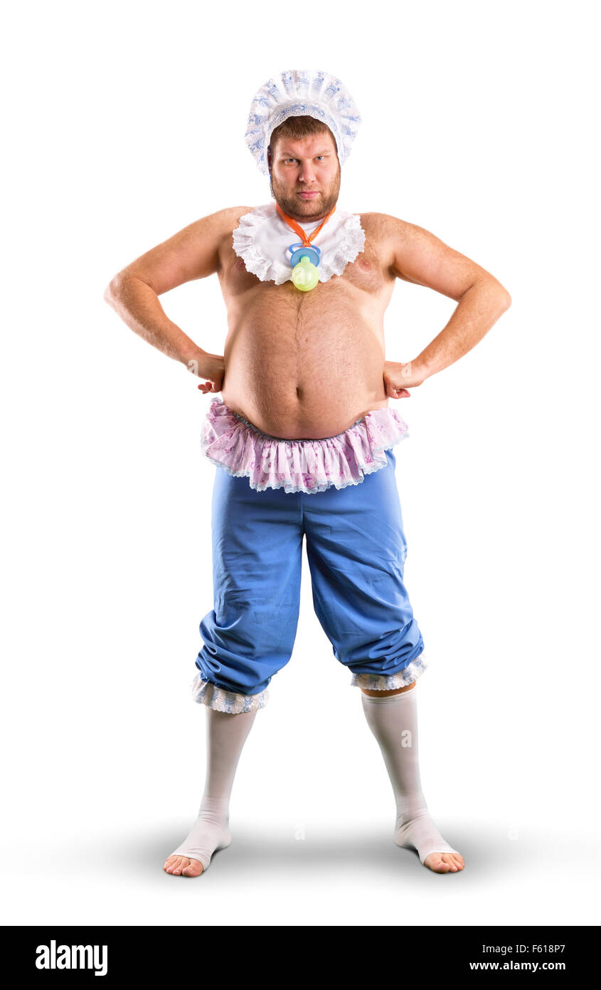 Man Weared As Baby Full Body Studio Shot Stock Photo Alamy