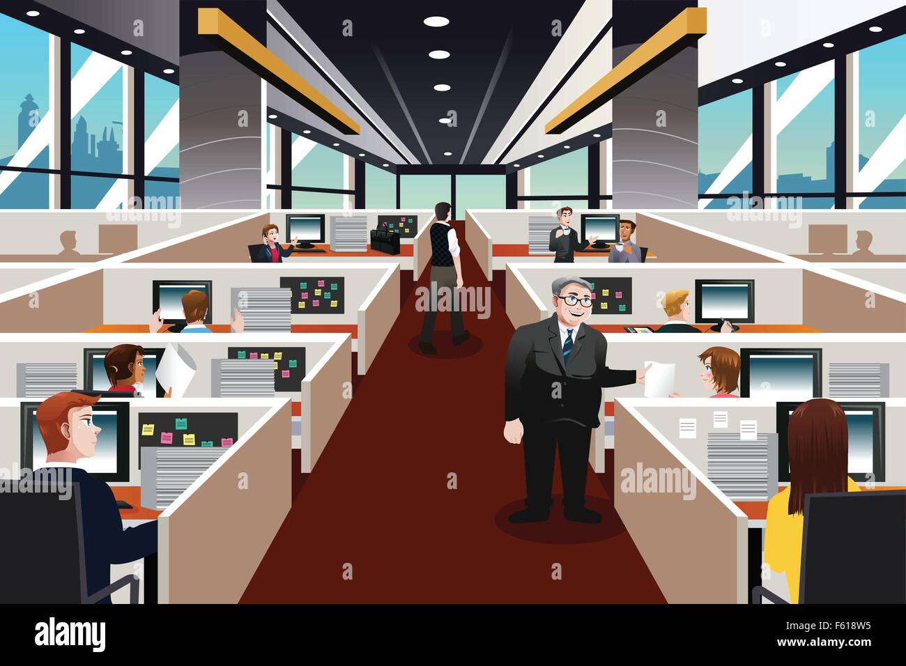 A vector illustration of people working in the office Stock Vector
