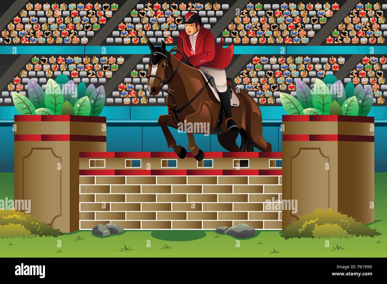 A vector illustration of an equestrian in the competition for sport competition series Stock Vector