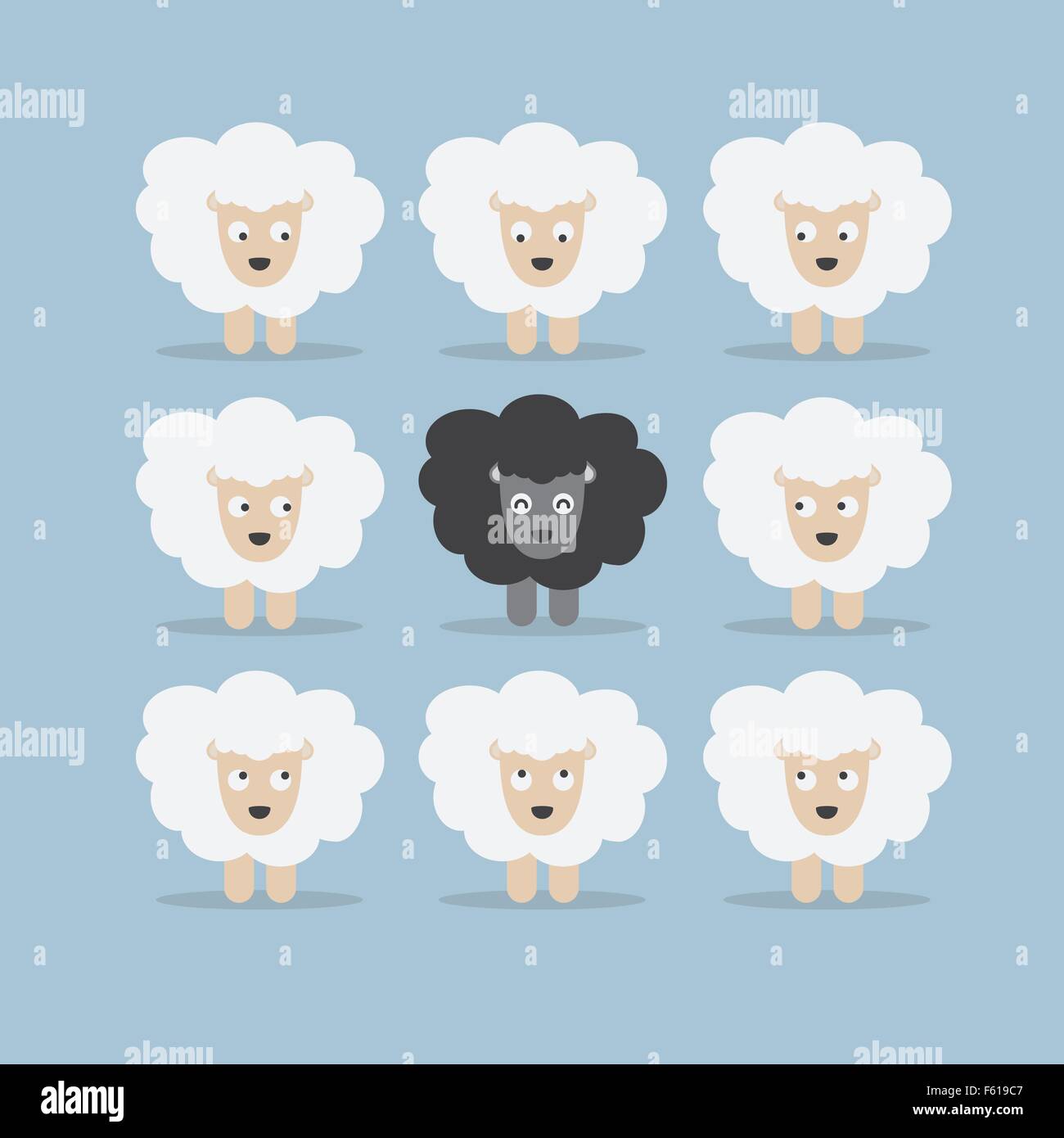 Black sheep in the crowd, VECTOR, EPS10 Stock Vector