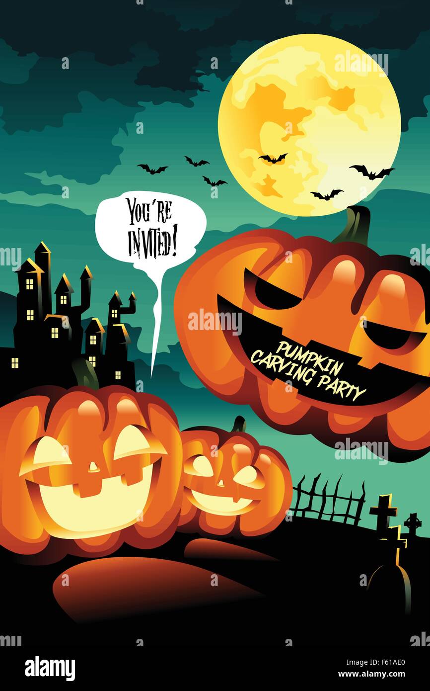 A vector illustration of Halloween Carving Party background design ...