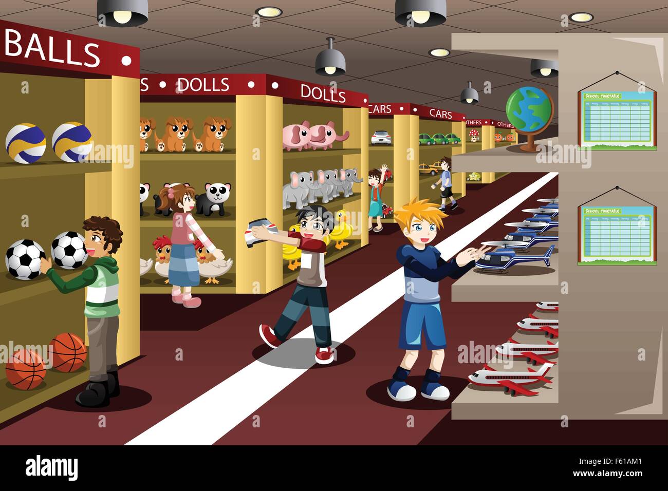 A vector illustration of kids looking at toys in a toy store Stock Vector  Image & Art - Alamy