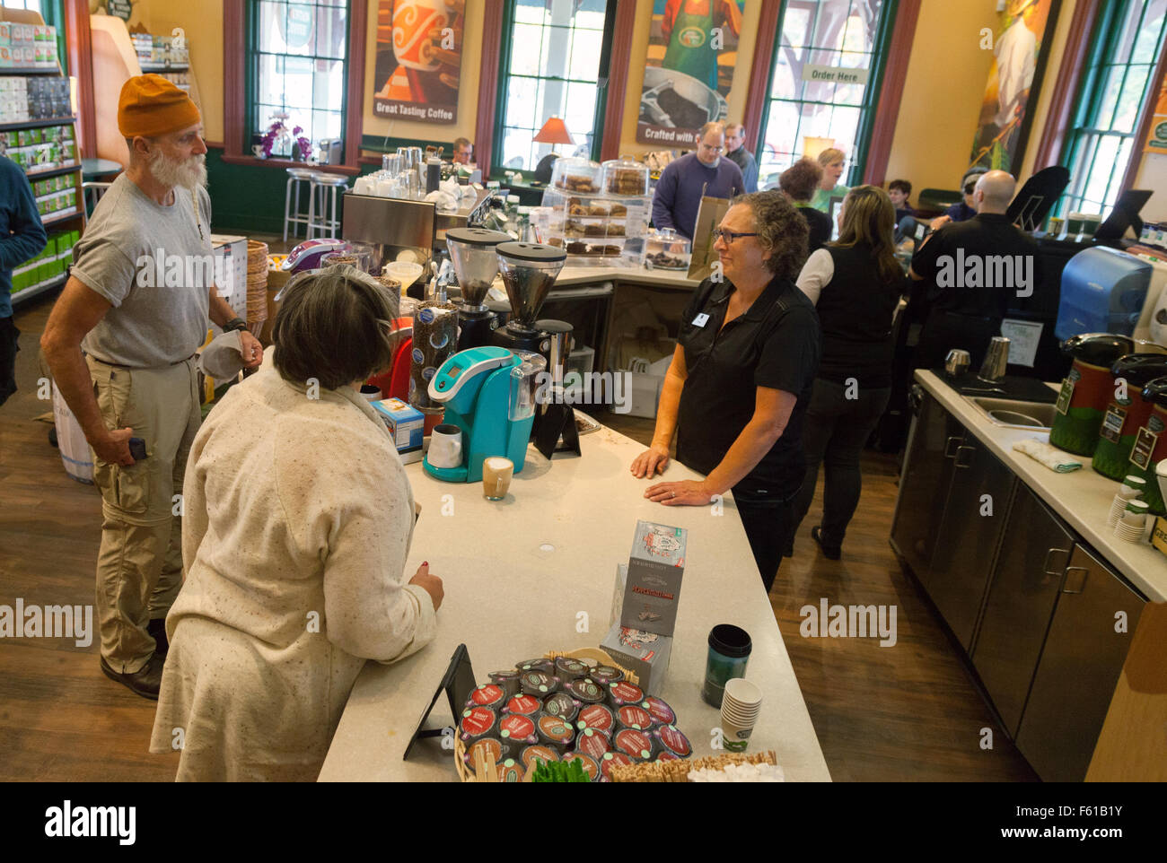 Customers in the Green Mountain Coffee Visitor Center and Cafe
