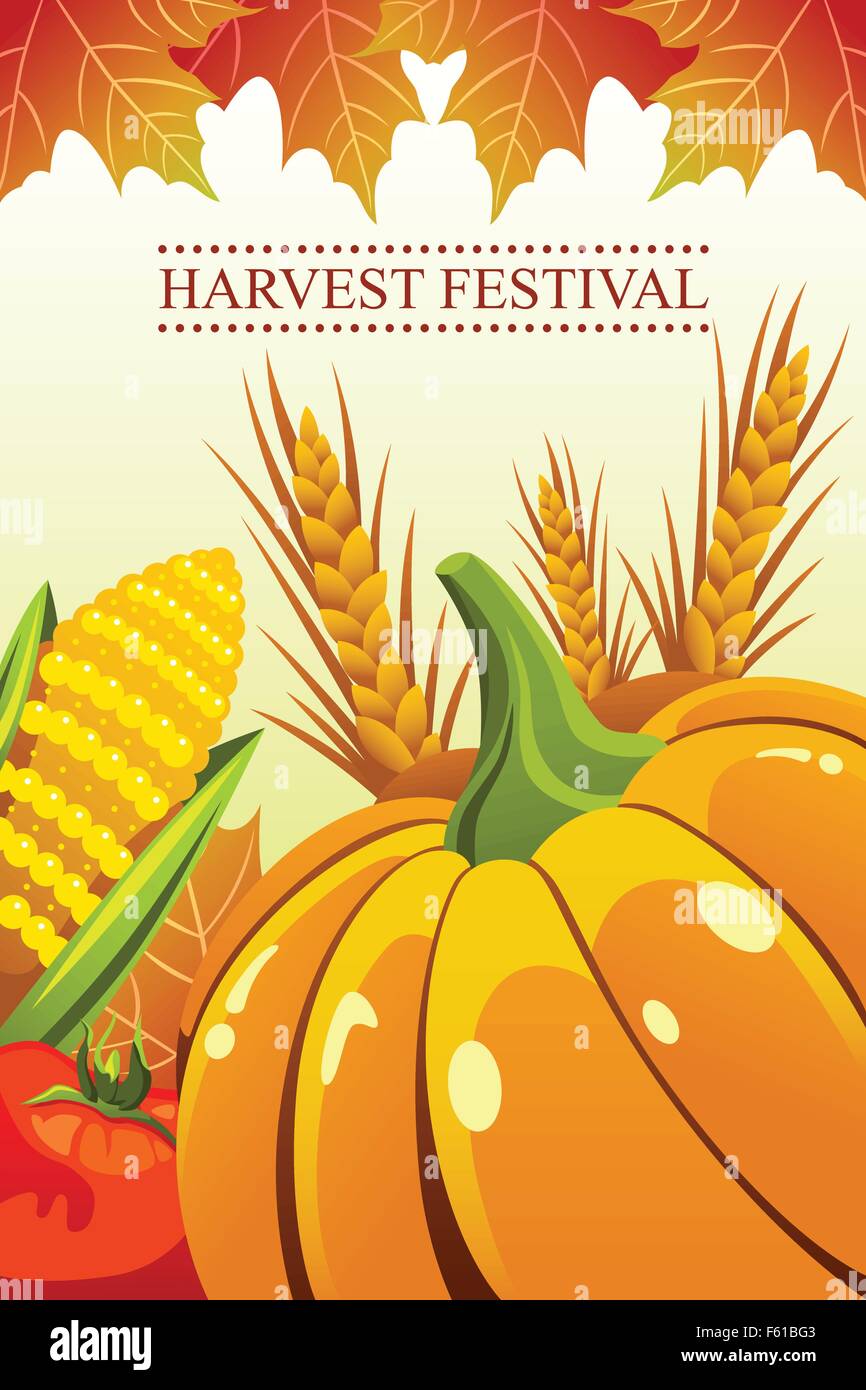 A vector illustration of harvest festival background Stock Vector Image