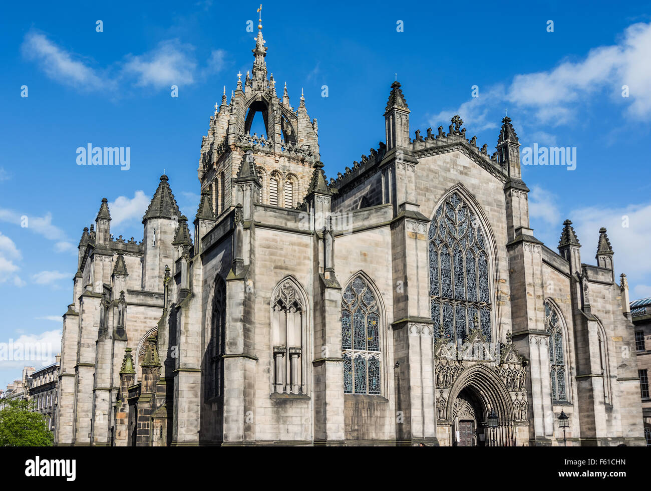 St Giles' Cathedral, more properly termed the High Kirk of Edinburgh, is the principal place of worship of the Church of Scotlan Stock Photo