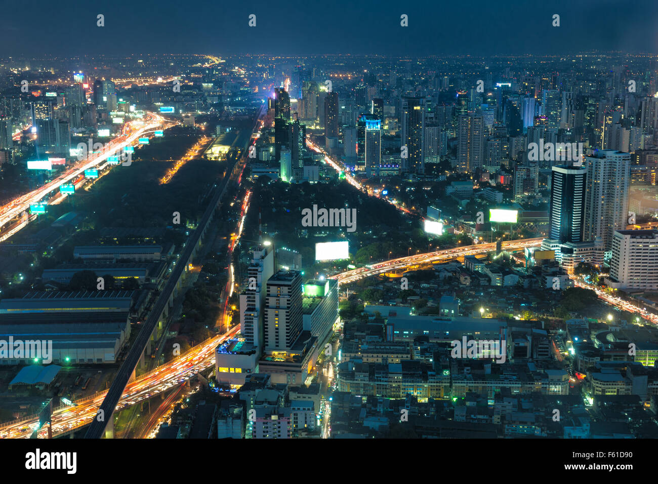 Bangkok city in night time view from above Stock Photo - Alamy