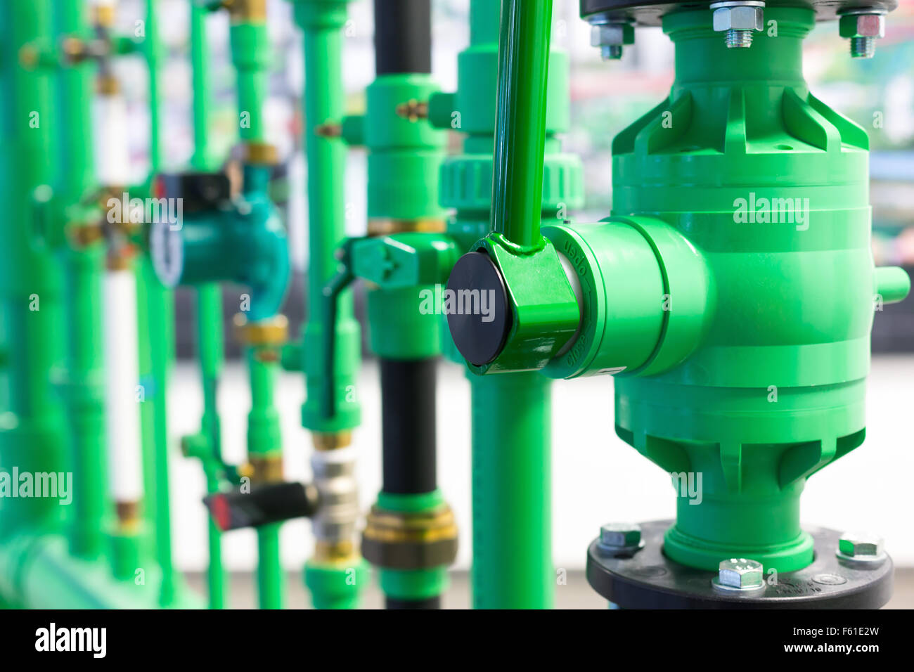 Pipes and valves of heating system Stock Photo Alamy