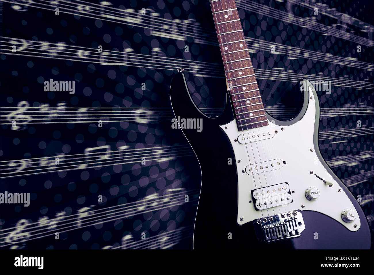 Electric guitar isolated on colourful background Stock Photo