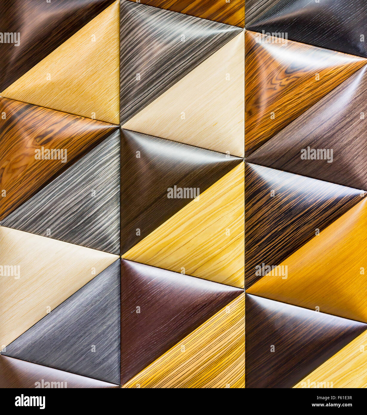 Wooden background consisting of triangle pieces Stock Photo