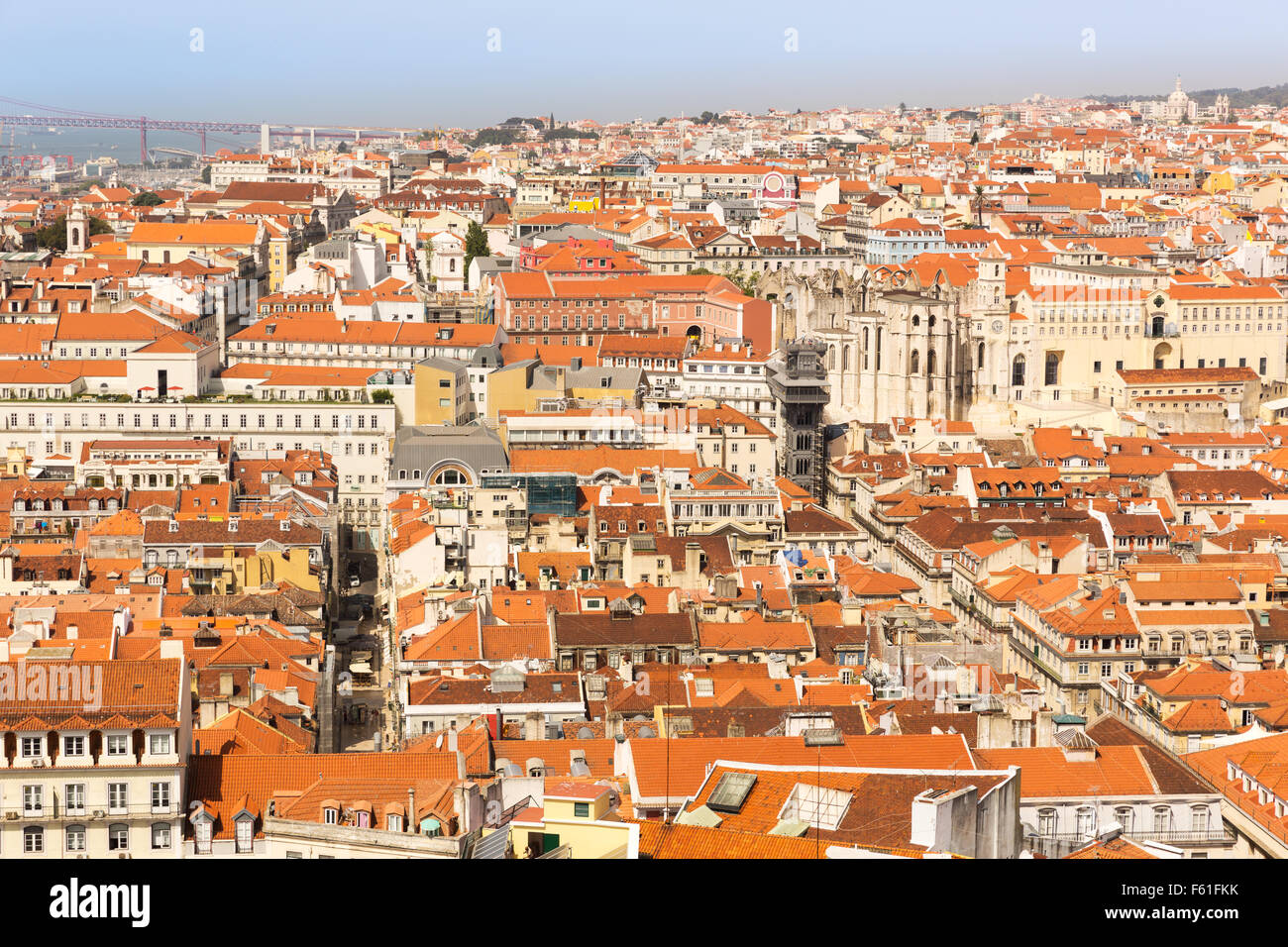 Wide view of the european city roofs, Portugal Stock Photo