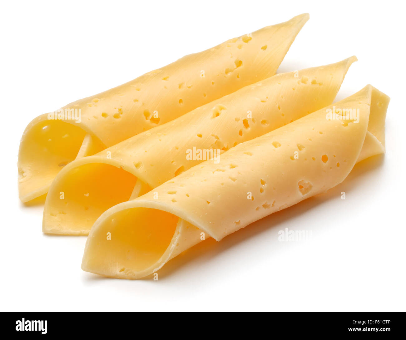 cheese slices isolated on white background cutout Stock Photo