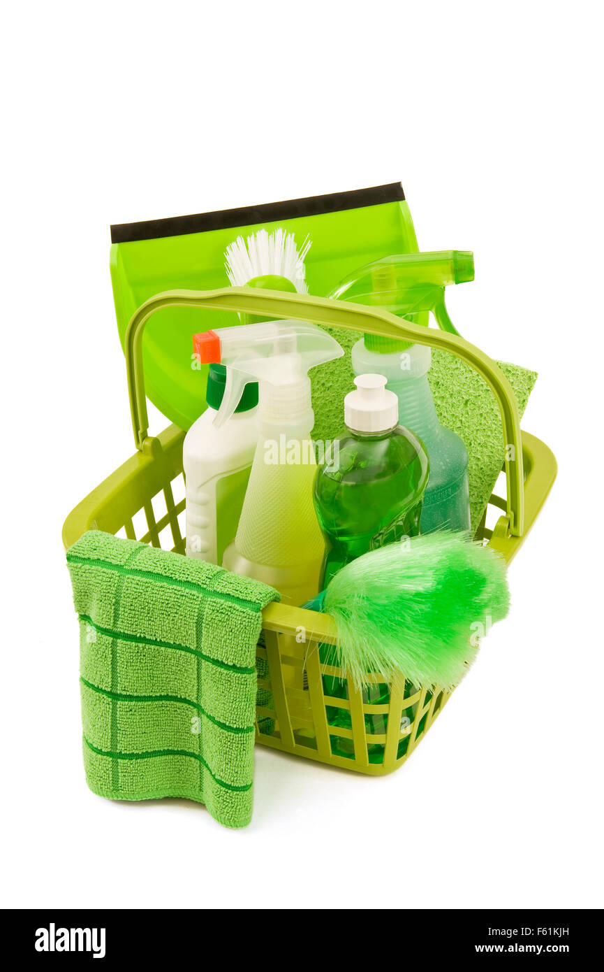 Green Cleaning Supplies Stock Photo Alamy