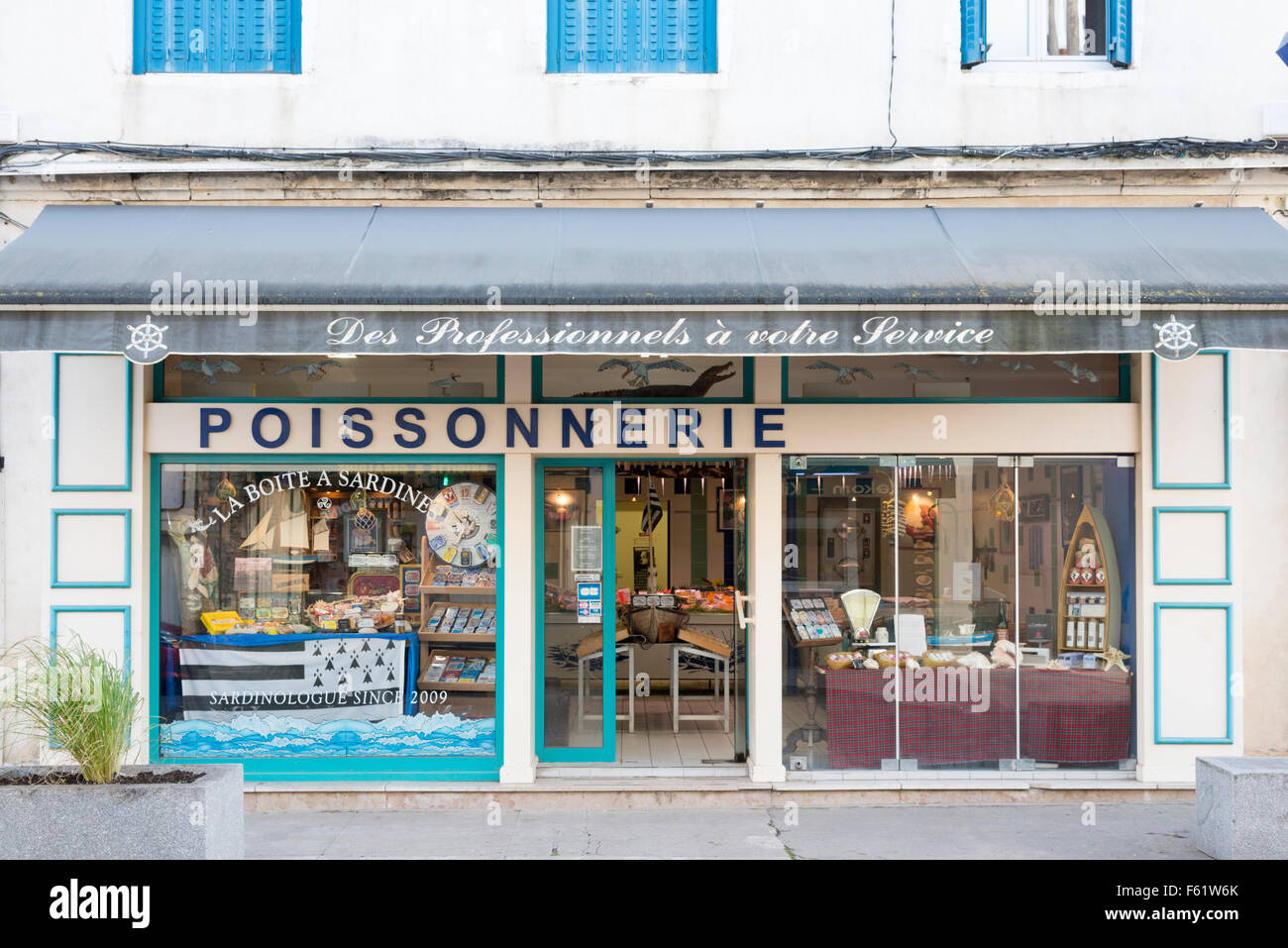 A Poissonnerie or french fishmonger shop in Chagny France Stock Photo