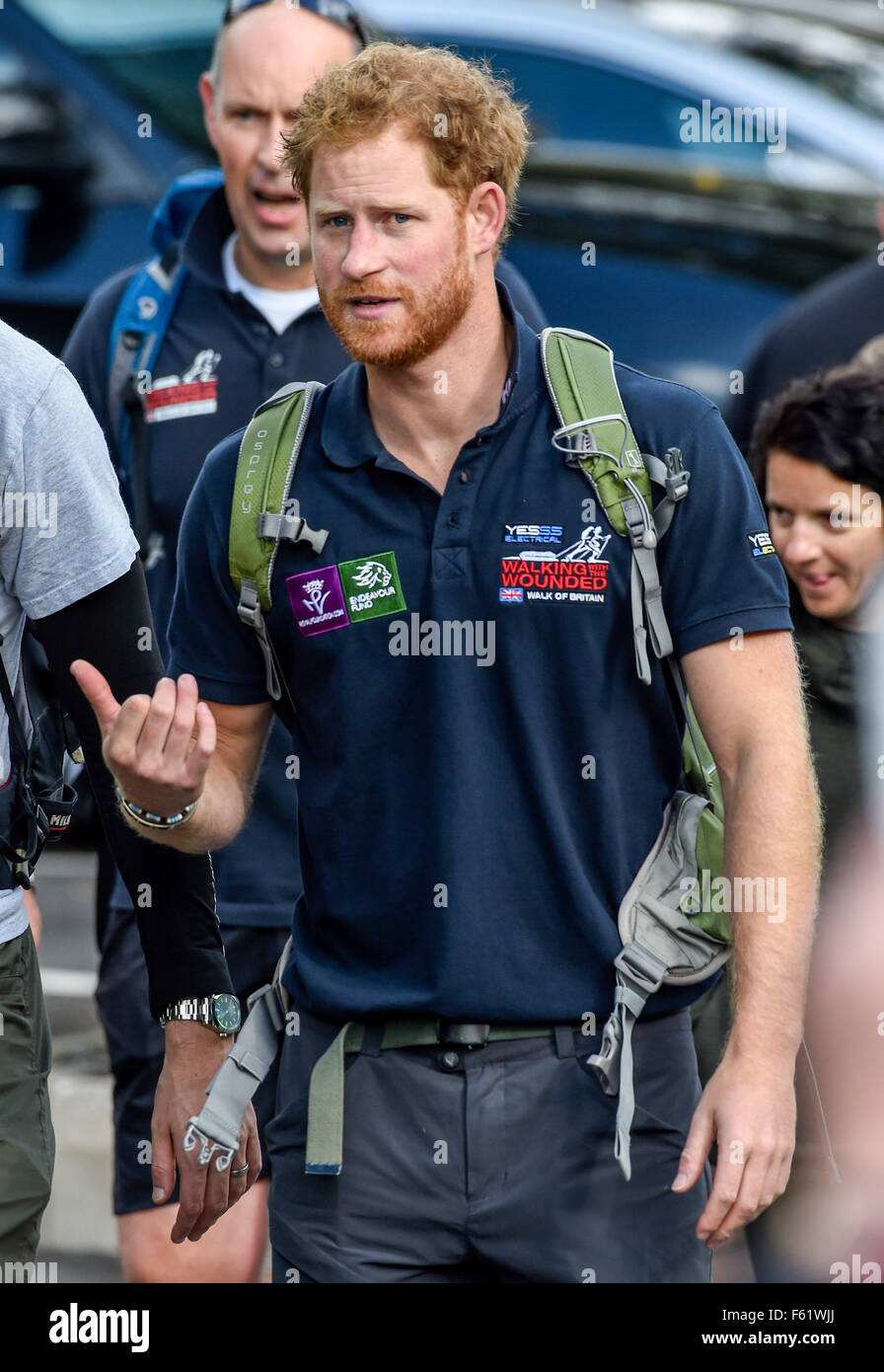 Prince Harry joins the Walking with the Wounded walk of Britain in