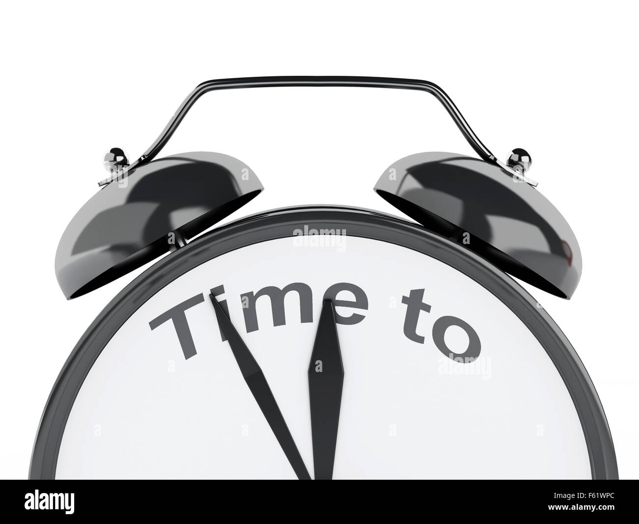 3d image. Alarm Clock with words "time to" on its face. Isolated white
