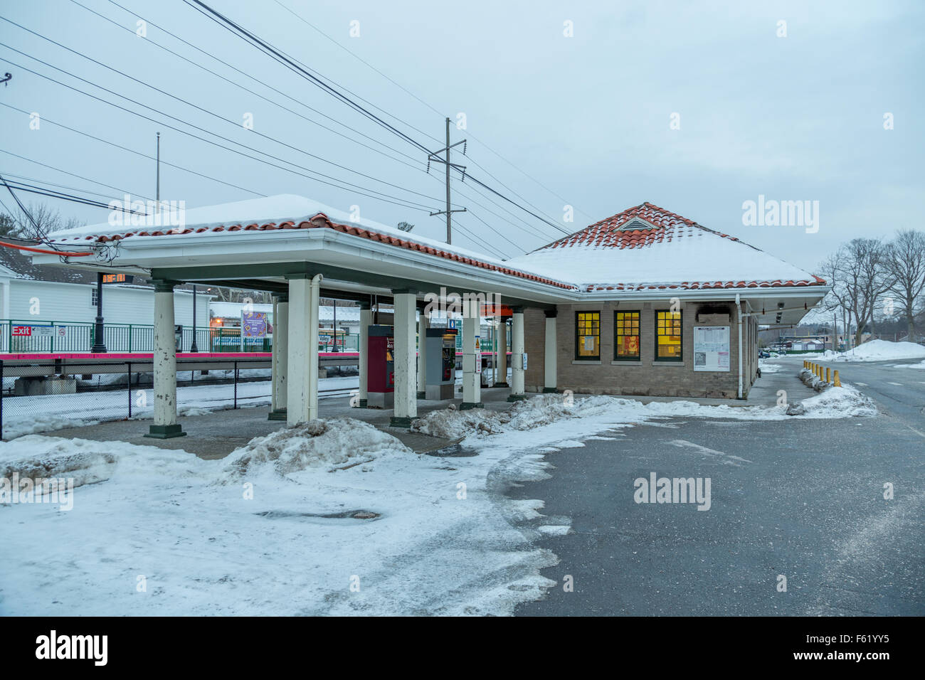 The Locust Valley station of the Long Island Rail Road in Locust Valley, New York Stock Photo