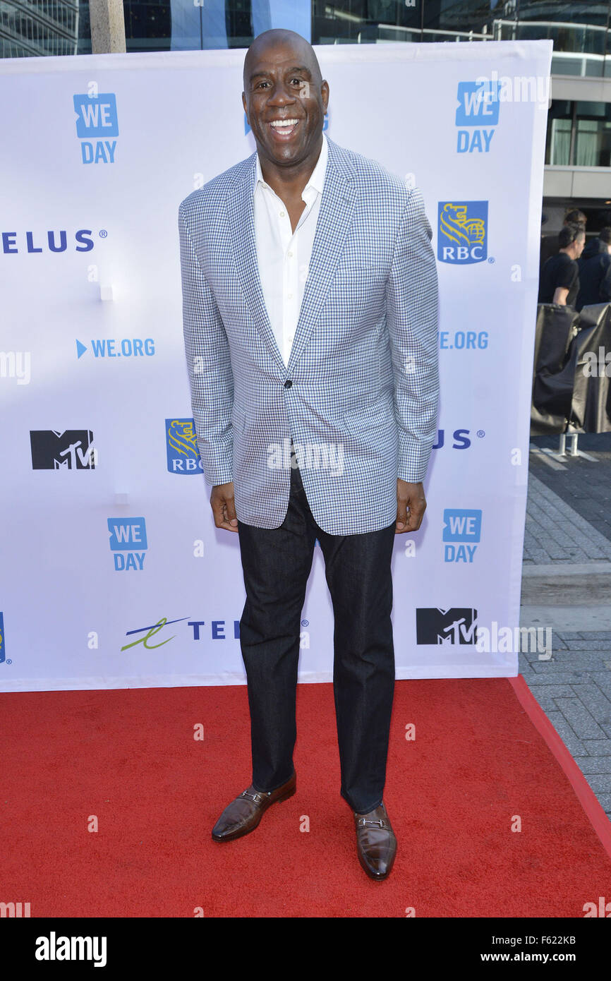 WE Day arrival at Air Canada Centre in Toronto.  Featuring: Magic Johnson Where: Toronto, Canada When: 01 Oct 2015 Stock Photo
