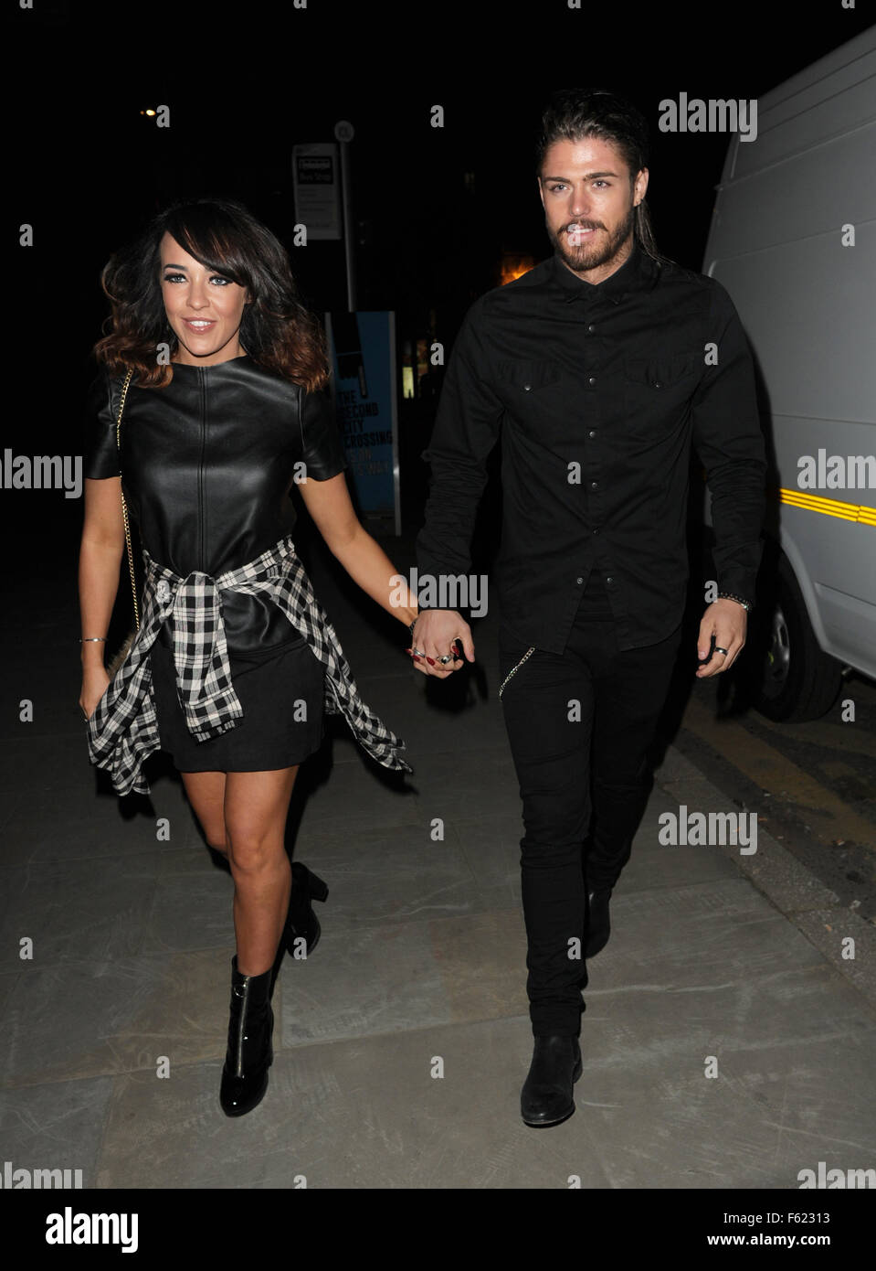 Celebs Attending The Belstaff Store Launch On King Street In Manchester  Featuring: Steph Davis, Sam Reece Where: Manchester, United Kingdom When:  01 Oct 2015 Stock Photo - Alamy