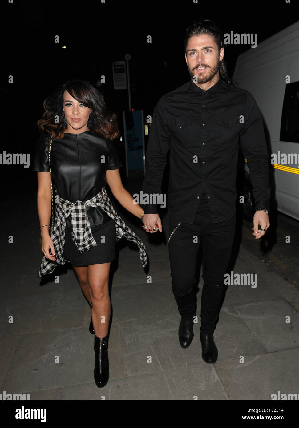Celebs Attending The Belstaff Store Launch On King Street In Manchester  Featuring: Steph Davis, Sam Reece Where: Manchester, United Kingdom When:  01 Oct 2015 Stock Photo - Alamy