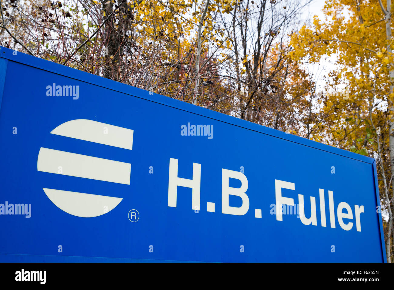 A logo sign outside of the headquarters of the H.B. Fuller Company in St. Paul, Minnesota on October 24, 2015. Stock Photo